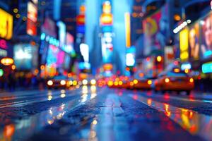 Urbain ville animé rue avec brillant lumières professionnel la photographie photo