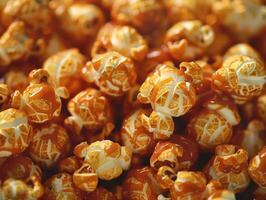 pop corn avec salé caramel, esthétique macro la photographie photo