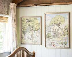 chalet garderie encadré art décor, intérieur conception et les enfants Accueil décor, bébé pièce Galerie mur et pays meubles, Anglais campagne maison style photo