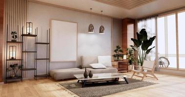 meubles de canapé, chambre moderne design japonais, rendu minimal.3d
