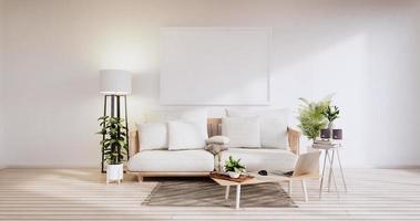 intérieur minimaliste, meubles de canapé et plantes, design de chambre moderne. rendu 3d