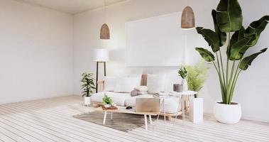 intérieur minimaliste, meubles de canapé et plantes, design de chambre moderne. rendu 3d