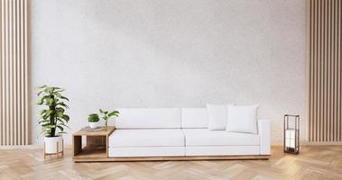 meubles de canapé et maquette de conception de chambre moderne rendu minimal.3d