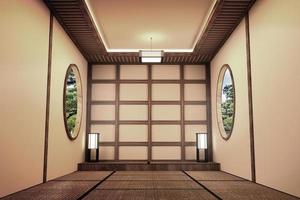 design d'intérieur de chambre japonaise - smart tv. rendu 3D photo