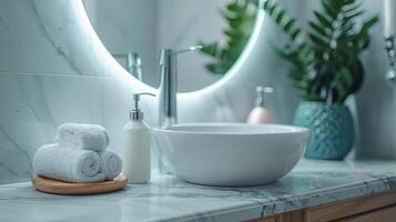 moderne salle de bains évier avec marbre compteur Haut photo
