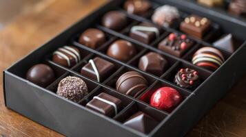 assorti des chocolats boîte sur table photo