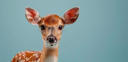 Jeune cerf regarder à caméra photo