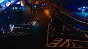 une laps de temps de le rue à le centre ville dans Osaka à nuit haute angle photo