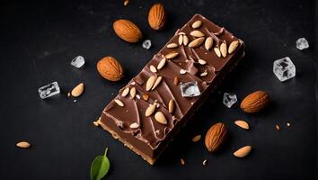 généré image Chocolat bar avec des noisettes et amandes photo