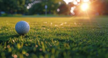 le golf Balle sur luxuriant vert champ photo