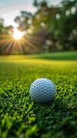 le golf Balle repos sur luxuriant vert champ photo
