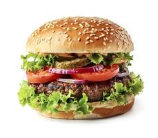 Hamburger avec escalope et légumes photo