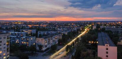 vue de le toit de le soir Severodonetsk avant le guerre avec Russie 2 photo