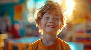 Jeune garçon souriant à le caméra photo