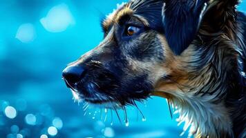 chien contre vibrant Contexte. photo