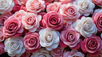 grand bouquet de rose et blanc des roses photo
