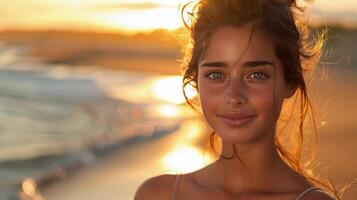 proche en haut portrait de femme avec bleu yeux photo