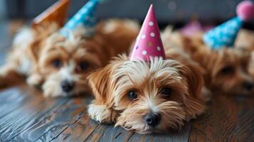 petit chiens portant fête Chapeaux photo