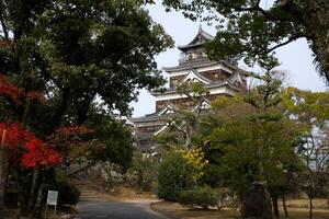 Hiroshima château, jardin terrains et escaliers de premier plan dans le Château photo