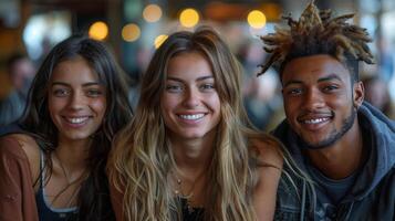 Trois gens souriant et posant pour une image photo