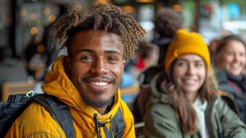 Trois gens souriant et posant pour une image photo