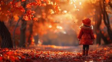 l'automne portrait de une Jeune fille illustré photo