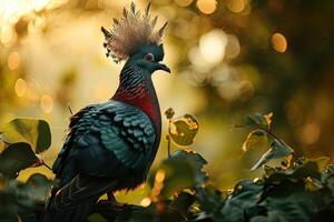 victoria couronné Pigeon dans le forêt photo