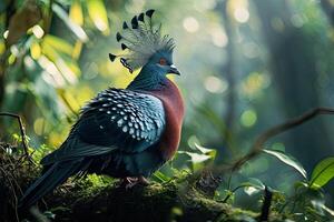 victoria couronné Pigeon dans le forêt photo