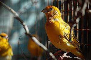 canari oiseau isolé dans pluie tomber forêt Contexte photo