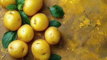 La peinture de Jaune pommes avec vert feuilles photo