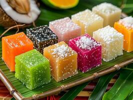 assiette de coloré kuih photo