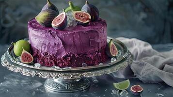 violet m ripalangra gâteau avec figues et citron vert sur Haut photo