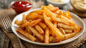 assiette de d'or français frites photo