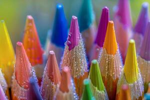 proche en haut de une bouquet de coloré des crayons photo