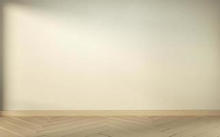 salle blanche vide sur le design d'intérieur de plancher en bois. rendu 3D photo