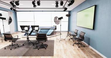 News studio blue room design toile de fond pour les émissions de télévision.rendu 3d photo