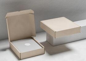 ouvert et fermé papier carton boîte avec industriel concept utilisation pour maquette photo