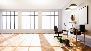 vide - salon mur de briques blanches style loft design d'intérieur. rendu 3D