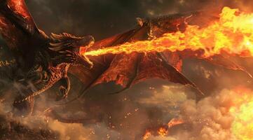 en volant dragon est crachant Feu de ses bouche photo