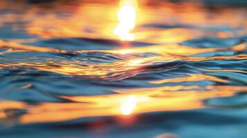 le tranquille des eaux reflétant le étourdissant couleurs de le le coucher du soleil création une image parfaite moment photo