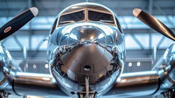 une ancien avion est assis sur afficher dans une musée près le vieux aéroport une testament à le évolution de vol. ses brillant aluminium extérieur et lisse conception parler à une Tim photo