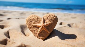 ast le rivages trésors mensonges une seul en forme de cœur étoile de mer, une symbole de l'amour a trouvé dans inattendu lieux. photo