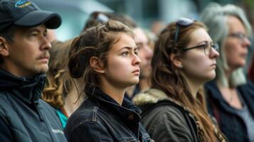 le silencieux intensité de le foule comme elles ou ils supporter dans solidarité pendant une moment de le respect photo