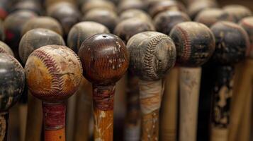 le du son de excité bavarder et le loin fissure de en bois chauves-souris frappe balles de baseball photo