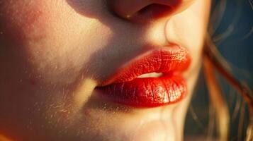 une rapide faiblement imperceptible contraction de le lèvres suggère une le désir à tenir retour mots. photo