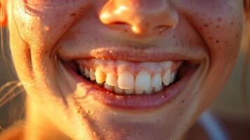 le Naturel plis et plis autour le bouche et yeux prendre sur une la vie de leur posséder pendant une combat de infectieux rire presque comme si elles ou ils sont respiration avec le les personnes Bonheur. photo