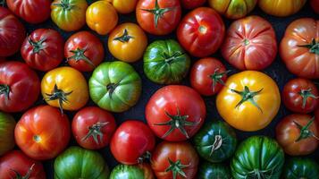 assorti coloré tomates sur table photo