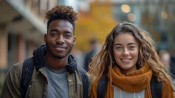 une homme et une femme permanent suivant à chaque autre photo