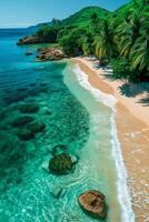 mer paysage tropical île vert des arbres nuageux bleu ciel verticale été Contexte photo