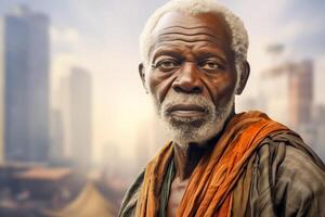 fermer portrait de une vieux africain homme photo